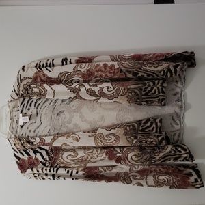 Chico's Soft and Comfortable Lightweight Animal Print Floral Cardigan